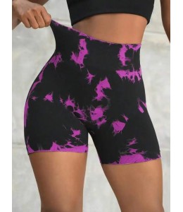 Укороченные бесшовные велосипедки Tracks Shorts PUSH-UP Marble 01 (Black fuxia)